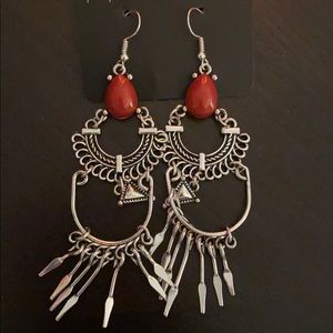 Red and silver earrings